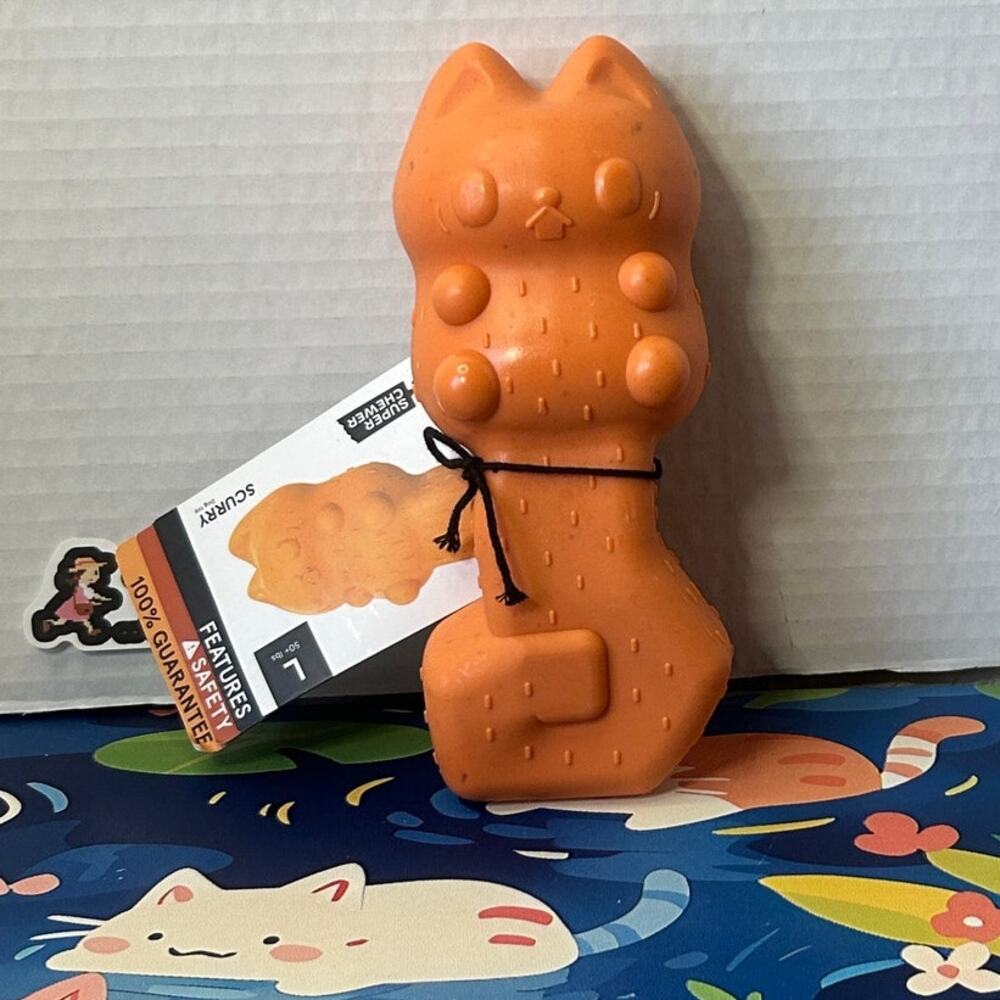 New Bark Box Super Chewer “ Scurry " Dog Toy Orange Squirrel Large Size